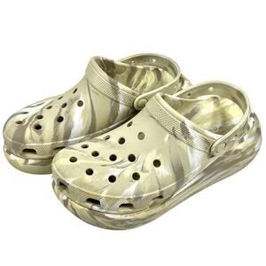 Crocs Classic Crush Platform Clogs Womens 11 / Mens 9 Marbled Bone Comfort Shoes